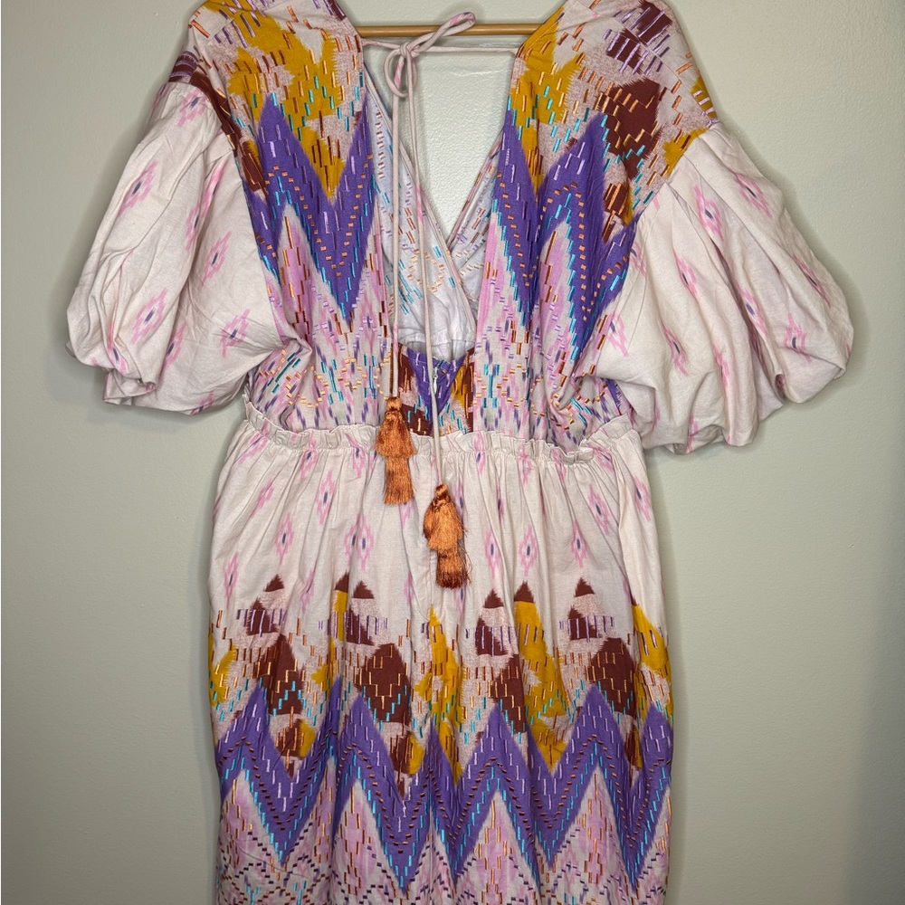 Boho Embroidered Mini Dress (No Label) - Picture 2 of 6